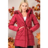 Dewberry Z6745 LADIES' COAT-PLAIN BURGUNDY Cene