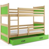 Rico drveni dječji krevet na kat s ladicom - bukva - zeleni - 200*90cm | shoptok.hr