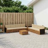  Set vanjskih sofa s jastukom 9 pcs Prirodna i bež Poliester | shoptok.hr