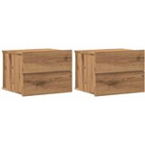 Maison Chic Stenski Dvo delni komplet Nočne omarice - Nočne mize artisan hrast 40x32x30 cm, (21688720) | Shoptok.si