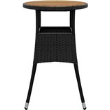  Vrtna miza Ø60x75 cm akacijev les in poli ratan črna, (20665852) | Shoptok.si