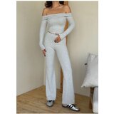 Trendyol Grey Melange High Waist Flexible Ribbed Knitted Trousers cene