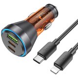 Hoco auto punjač usb a + 2 x type c + kabl type c na lightning pd QC3.0 3A 60W NZ12D providno narandzasti | ePonuda.com