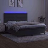  Box spring postelja z vzmetnico LED temno siva 160x200 cm žamet, (20929877) | Shoptok.si
