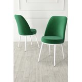 Hanah home set trpezarijskih stolica Jaxe 6 kom, smaragdno zelena tkanina Babyface, bele metalne noge | Eponuda.com