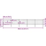  Vrtna ograda s ukrasnim lukovima čelična 8,5 x 1,2 m crna | shoptok.hr
