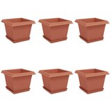 Saksije za biljke 6 pcs Crvena cigla 23 x 23 x 17,5 cm Plastika | shoptok.hr