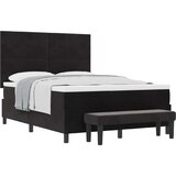  Postelja z vzmetnico z vzmetnico Črna 160 x 200 cm Žamet, (5000127904) | Shoptok.si