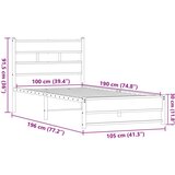 vidaXL Metalni okvir kreveta bez madraca smeđi hrast 100x190 cm | shoptok.hr