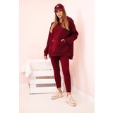 Polski Women's cotton set with a hoodie and high-waisted leggings burgundy | shoptok.hr