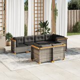 Maison Chic Seti vrtnega pohištva - Vrtna garnitura - Vrtni pohištvo set 7-delna z blazinami siv poli ratan, (21802435) | Shoptok.si
