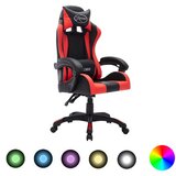 vidaXL Igraća stolica s RGB LED svjetlima crveno-crna od umjetne kože Cijene