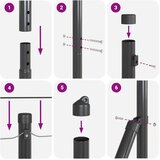 vidaXL varjena žična ograja z 7 ograjnimi stebri Siva 1.4x10 m Jeklo | Shoptok.si