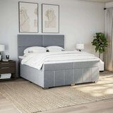 vidaXL Box spring postelja z vzmetnico svetlo siva 200x200 cm blago | Shoptok.si