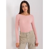 Fashion Hunters Light pink fitted classic sweater Cene
