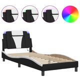 Maison Chic Posteljni okvir - Enojna postelja - Postelja za odrasle z LED lučkami črn in bel 90x200 cm umetno usnje, (21696344) | Shoptok.si