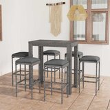 7-dijelni vrtni barski set od poliratana s jastucima sivi Siva 100 cm table length Cene