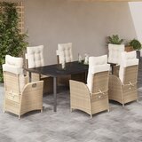 vidaXL 7-dijelni vrtni blagovaonski set od poliratana s jastucima bež | shoptok.hr