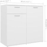  Komoda bijela 80 x 36 x 75 cm od konstruiranog drva | shoptok.hr
