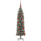 vidaXL Umjetno vitko božićno drvce s stalakom Zelena i bijela 120 cm | shoptok.hr