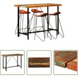 The Living Store Barska garnitura 5-delna trden predelan les in pravo usnje - Barska Garnitura, (21738058) | Shoptok.si