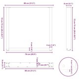 vidaXL Noge za blagovaonski stol U-oblik 2 kom Prirodni čelik 80 x (72-73) cm Čelik | shoptok.hr