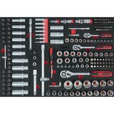 Ks Tools Komplet natičnih ključev 1/4'' + 3/8'' + 1/2'', višina 35 mm, 195 kosov, vstavek po celotni površini predala | Shoptok.si