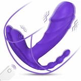 Paloqueth Wearable Panty 3-in-1 G-Spot Vibrator with Remote Control Purple