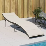  Ležaljka za sunčanje s jastukom crna 55 x 199 x 50 cm poliratan