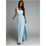 Fasardi Maxi blue dress with cut-outs