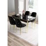 Hanah home trpezarijski set Tia, sto i 4 stolice, ploča u dekoru crnog mermera, zlatne noge, crna tkanina Babyface | Eponuda.com