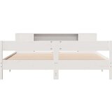  Krevet s regalom z knjige bez madraca bijeli 200x200cm borovina | shoptok.hr