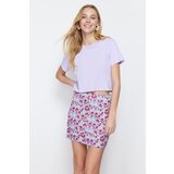 Trendyol Purple Mini Woven Floral Skirt Cene