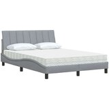 vidaXL Postelja z vzmetnico svetlo siv 140x190 cm blago | Shoptok.si