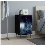 vidaXL Noćni ormar RAALTE Crni hrast 36 x 33 x 61 cm Konstruirano drvo - Plavi mramorni uzorak 1 Cijene