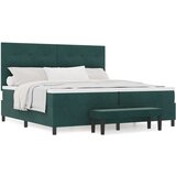  Postelja z vzmetnico Temno zelena 200 x 200 cm Žamet, (5000142040) | Shoptok.si