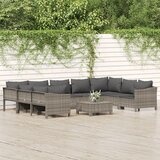 The Living Store Vrtna sedežna garnitura 10-delna z blazinami siva poli ratan - Vrtna Sedežna Garnitura, (21426274) | Shoptok.si