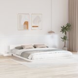 vidaXL Posteljni okvir s nočnimi omaricami Bela 200x200cm Trden les | Shoptok.si