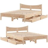 vidaXL Posteljni okvir s predali 140x200 cm borovina | Shoptok.si