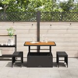 vidaXL 3-delni set za obedovanje na vrtu z blazinami črni poli ratan akacija | Shoptok.si