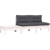 Maison Chic Seti vrtnega pohištva - Vrtna garnitura - Vrtni pohištvo set 3-delna z blazinami bela trdna borovina, (21810802) | Shoptok.si