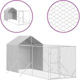 vidaXL Zunanja pasja ograda s streho srebrna 2x6x2,5 m pocinkano jeklo - - Srebrna - 53.15 - 2 x 6 x 2.5 m - 2025- | Shoptok.si