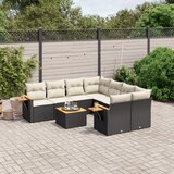  9-dijelni set vrtnih sofa s jastucima crni od poliratana | shoptok.hr