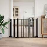 vidaXL Vrata za pse sklopiva 3 panela crna 150 cm od masivna jelovina | shoptok.hr