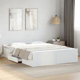 Maison Chic Posteljni okvir - Dvoposteljna postelja - Zakonska postelja s predali bel 160x200 cm inženirski les, (21694371) | Shoptok.si