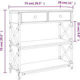  Konzolni stol siva boja hrasta 75x28x75 cm konstruirano drvo | shoptok.hr