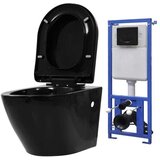  Viseča WC školjka z vgradnim kotličkom keramika črna | Shoptok.si