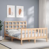 vidaXL Posteljni okvir z vzglavjem 140x190 cm trden les Cene