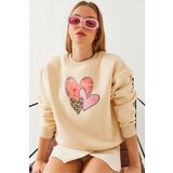 Bianco Lucci Women's Heart Printed Sweatshirt MBHS017 Cene