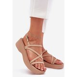 Boto Women's Platform Sandals With Straps Beige Civara | Shoptok.si